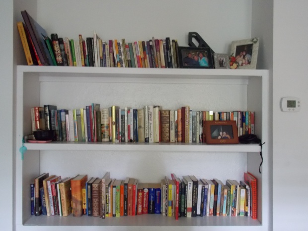My lovely and full bookshelves. 